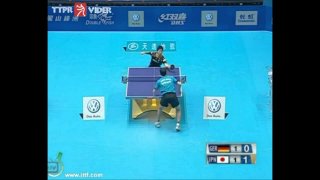 Timo Boll switches to right hand during counter-topsin rally