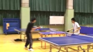 Extraordinary skills going around a mini table tennis table!