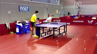 Wang Liqin and Xu Xin doing multiball practise