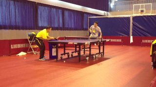 STIGA Legend Liu Guoliang doing multiball practise with Xu Xin