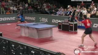 Bundesliga 2014/2015: Hugo Calderano (Ochsenhausen) x Timo Boll (DÃ¼sseldorf)