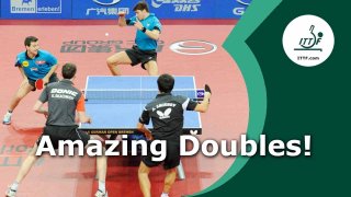 Incredible double Table Tennis rally at 2015 German Open