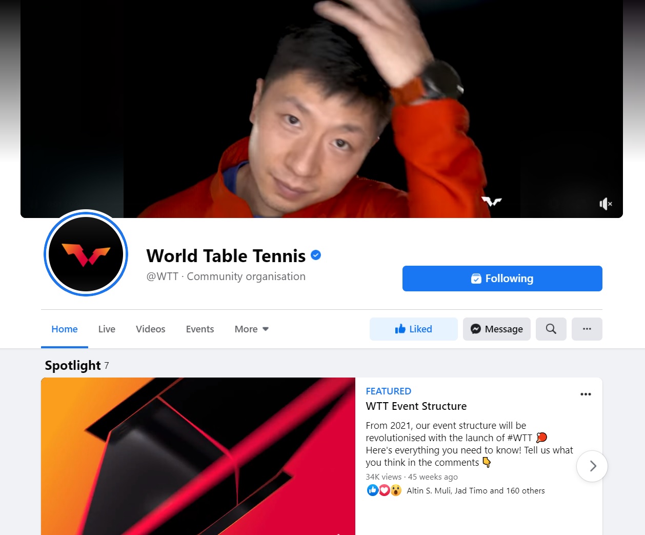 WTT taking control over ITTF Facebook with 980 000 followers TableTennisDaily